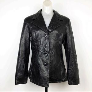 Wilson 100% leather jacket  soft light weight Front button blazer style
